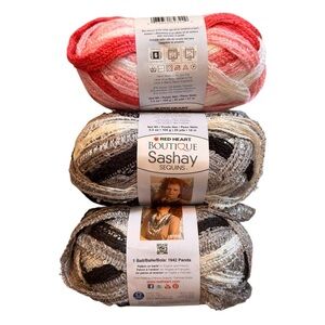 Red Heart Boutique Sashay 3 Skeins Yarn Panda Tutu Sequins Super Bulky 60 Yards